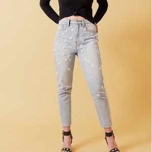 Juicy Couture Light Blue Skinny Jeans with White Floral Sequins